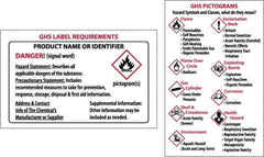 NMC - "HAZCOM/GHS/RTK", 2" Long x 3" Wide, Paper Safety Sign - Square, Use for Hazardous Materials - Eagle Tool & Supply