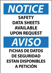 NMC - "Notice - Material Safety Data Sheets Available upon Request", 14" Long x 10" Wide, Pressure-Sensitive Vinyl Safety Sign - Square, Use for Workplace/Safety - Eagle Tool & Supply