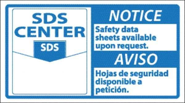 NMC - "Notice - Material Safety Data Sheets Available upon Request", 10" Long x 18" Wide, Rigid Plastic Safety Sign - Square, Use for Workplace/Safety - Eagle Tool & Supply