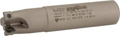 Iscar - 3/4" Cut Diam, 0.2" Max Depth of Cut, 3/4" Shank Diam, 3-1/2" OAL, Indexable Square Shoulder Helical End Mill - HM390 TCKT 0703PCTR Inserts, Weldon Shank, 0° Lead Angle, Through Coolant, Series HeliIQMill - Eagle Tool & Supply