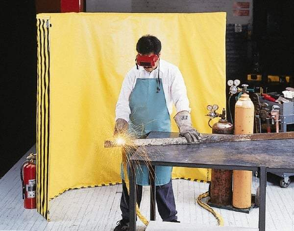 Singer Safety - 9 Ft. Wide x 6 Ft. High, 12 mil Thick Coated Vinyl Roll Up Welding Screen Kit - Yellow with Carrying Handle and Tie Strap - Eagle Tool & Supply
