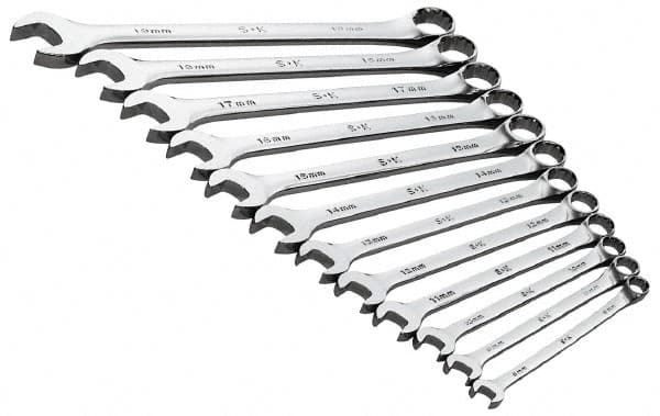 SK - 12 Piece, 8 to 19mm, 12 Point Combination Wrench Set - Eagle Tool & Supply