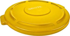 Rubbermaid - Round Lid for Use with 55 Gal Round Trash Cans - Yellow, Polyethylene, For Brute Trash Cans - Eagle Tool & Supply