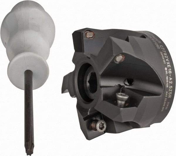 Kennametal - 2-1/2" Cut Diam, 0.138" Max Depth, 1" Arbor Hole, 5 Inserts, XE 16 Insert Style, Indexable Copy Face Mill - C7792VXE16-A2.5Z05R Cutter Style, 1.574" High, Through Coolant, Series 7792 - Eagle Tool & Supply
