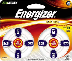 Energizer - Size 675, Zinc Air, 1 Pack, Hearing Aid Battery - 1.4 Volts, Button Tab Terminal, PR44 - Eagle Tool & Supply