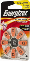 Energizer - Size 13, Zinc Air, 1 Pack, Hearing Aid Battery - 1.4 Volts, Button Tab Terminal, PR48 - Eagle Tool & Supply