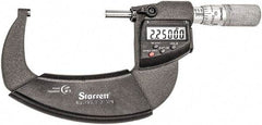 Starrett - 2 to 3" Range, Standard Throat IP67 Electronic Outside Micrometer - Friction Thimble, Carbide Face, CR2032 Battery - Eagle Tool & Supply