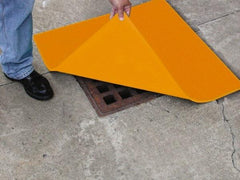 Eagle - 24" Long x 24" Wide, Polyurethane Barrier - 22" Drain, Yellow, Use for Cover, Seals off Drain - Eagle Tool & Supply