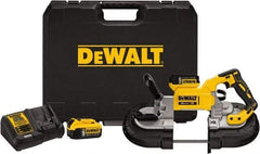 DeWALT - 20 Volt, 44-7/8" Blade, 490 SFPM Cordless Portable Bandsaw - 4-3/4" (Round) & 5" x 4-3/4" (Rectangle) Cutting Capacity, Lithium-Ion Battery Included - Eagle Tool & Supply
