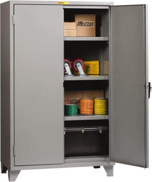 Little Giant - 3 Shelf Locking Storage Cabinet - Steel, 60" Wide x 24" Deep x 78" High, Gray - Eagle Tool & Supply