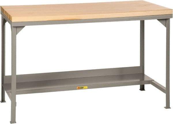 Little Giant - 60 Wide x 30" Deep x 37-3/4" High, Butcher Block Workbench - Straight Edge, Fixed Legs, Gray - Eagle Tool & Supply