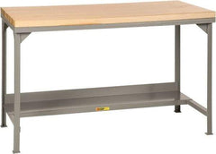 Little Giant - 60 Wide x 30" Deep x 37-3/4" High, Butcher Block Workbench - Straight Edge, Fixed Legs, Gray - Eagle Tool & Supply