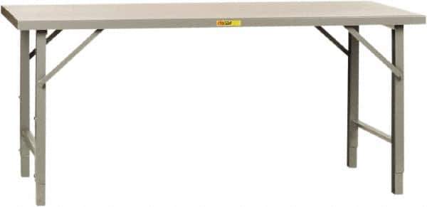 Little Giant - 84 Wide x 36" Deep x 42" High, Steel Heavy-Duty Folding Leg Table - Straight Edge, Adjustable Height Folding Legs, Gray - Eagle Tool & Supply