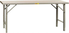 Little Giant - 84 Wide x 36" Deep x 42" High, Steel Heavy-Duty Folding Leg Table - Straight Edge, Adjustable Height Folding Legs, Gray - Eagle Tool & Supply