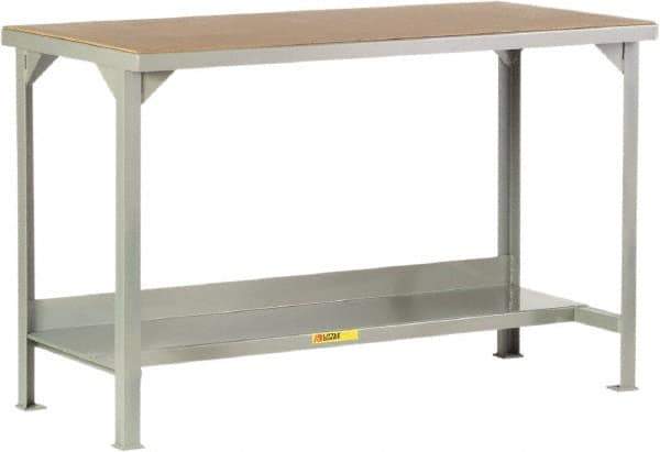 Little Giant - 72 Wide x 36" Deep x 36" High, Hardboard on Steel Workbench - Straight Edge, Fixed Legs, Gray - Eagle Tool & Supply