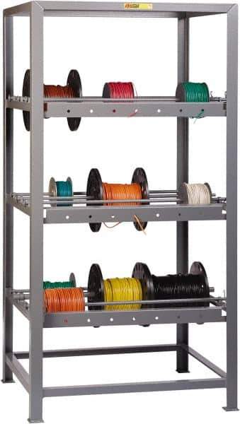 Little Giant - 150 Lb per Spindle Capacity, Gray Wire Spool Rack - 36" Wide x 72" High x 30" Deep, Steel - Eagle Tool & Supply