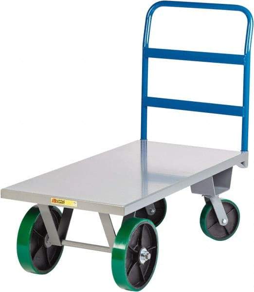 Little Giant - 4,000 Lb Capacity Steel Platform Truck - Steel Deck, 30" OAW, Polyurethane Casters - Eagle Tool & Supply