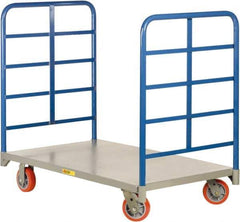 Little Giant - 3,600 Lb Capacity Steel Double End Rack Platform Truck - Steel Deck, 30" OAW, Polyurethane Casters - Eagle Tool & Supply