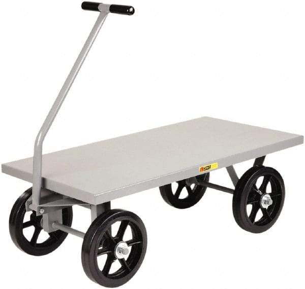 Little Giant - 3,500 Lb Capacity Steel Heavy-Duty Wagon - Steel Deck, 30" OAW, Mold On Rubber Casters - Eagle Tool & Supply