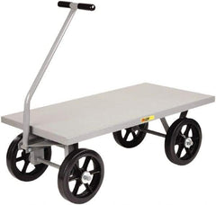 Little Giant - 3,500 Lb Capacity Steel Wagon Truck - Steel Deck, 36" OAW, 72" Platform Length x 16-1/2" Platform Height, Mold On Rubber Casters - Eagle Tool & Supply