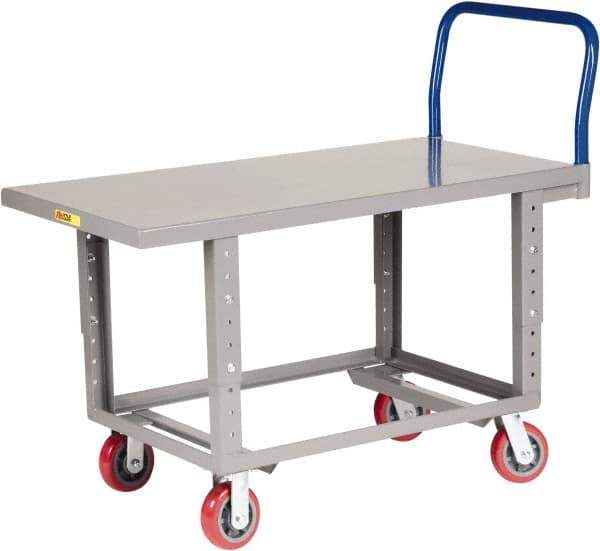 Little Giant - 2,000 Lb Capacity Steel Work Height Platform Truck - Steel Deck, 24" OAW, Polyurethane Casters - Eagle Tool & Supply