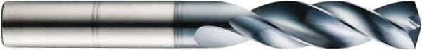 SGS - 21mm 145° Spiral Flute Solid Carbide Screw Machine Drill Bit - AlTiN Finish, Right Hand Cut, 93mm Flute Length, 150mm OAL, Straight Shank - Eagle Tool & Supply