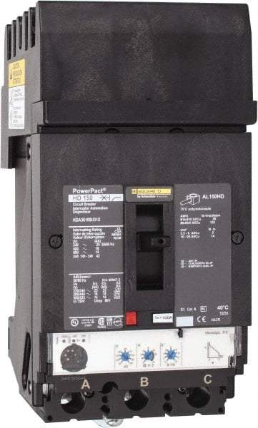Square D - 100 Amp, 600 VAC, 3 Pole, Plug In Molded Case Circuit Breaker - Electronic Trip, Multiple Breaking Capacity Ratings, 14-3/0 AWG - Eagle Tool & Supply