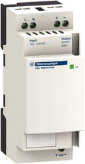 Schneider Electric - 7 Watt, 0.30 Amp, 100 to 240 VAC, 120 to 250 VDC Input, 24 VDC Output, DIN Rail, Panel Power Supply - Screw Connection, 60mm Wide x 59mm Deep x 100mm High, 78-100% Efficiency, Green LED Output - Eagle Tool & Supply