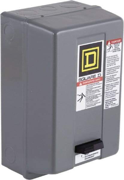 Square D - 120 Coil VAC at 60 Hz, 9 Amp, Nonreversible Enclosed Enclosure NEMA Motor Starter - 1 hp at 1 Phase, 1 Enclosure Rating - Eagle Tool & Supply