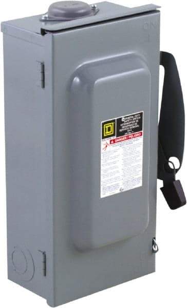 Square D - 100 Amp, 240 V, 3 Pole Nonfused Safety Switch - NEMA 3R, 15 hp at 240 VAC (Single Phase), 30 hp at 240 VAC (Triple Phase), 3PST Contact Form - Eagle Tool & Supply