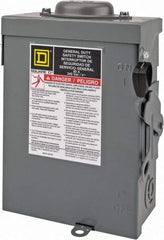 Square D - 60 Amp, 240 V, 3 Pole Nonfused Safety Switch - NEMA 3R, 10 hp at 240 VAC (Single Phase), 15 hp at 240 VAC (Triple Phase), 3PST Contact Form - Eagle Tool & Supply