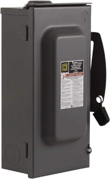 Square D - 100 Amp, 240 V, 3 Pole Fused Safety Switch - NEMA 3R, 15 hp at 240 VAC (Single Phase), 30 hp at 240 VAC (Triple Phase), 3PST Contact Form - Eagle Tool & Supply