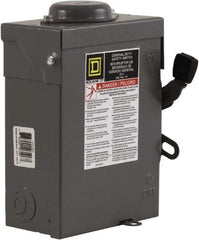 Square D - 30 Amp, 240 V, 3 Pole Fused Safety Switch - NEMA 3R, 3 hp at 240 VAC (Single Phase), 7.5 hp at 240 VAC (Triple Phase), 3PST Contact Form - Eagle Tool & Supply
