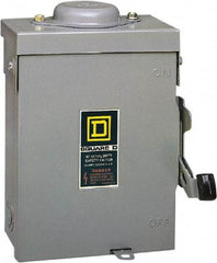 Square D - 30 Amp, 240 V, 2 Pole Fused Safety Switch - NEMA 3R, 3 hp at 240 VAC (Single Phase), 7.5 hp at 240 VAC (Triple Phase), DPST Contact Form - Eagle Tool & Supply