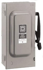 Square D - 60 Amp, 240 V, 2 Pole Fused Safety Switch - NEMA 1, 10 hp at 240 VAC (Single Phase), 15 hp at 240 VAC (Triple Phase), DPST Contact Form - Eagle Tool & Supply