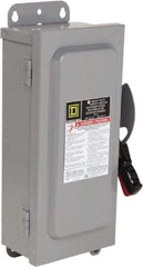 Square D - 30 Amp, 600 VAC/VDC, 3 Pole Fused Safety Switch - NEMA 12 & 3R, 7.5 hp at 480 VAC, 5 hp at 250 VDC (Single Phase), 20 hp at 600 VAC, 10 hp at 600 VDC (Triple Phase) - Eagle Tool & Supply