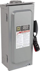 Square D - 60 Amp, 240 VAC, 250 VDC, 3 Pole Fused Safety Switch - NEMA 3R, 10 hp at 240 VAC, 10 hp at 250 VDC (Single Phase), 15 hp at 240 VAC, 10 hp at 250 VDC (Triple Phase), 3PST Contact Form - Eagle Tool & Supply