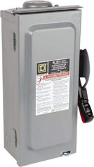 Square D - 30 Amp, 240 VAC, 250 VDC, 3 Pole Fused Safety Switch - NEMA 3R, 3 hp at 240 VAC (Single Phase), 7.5 hp at 240 VAC, 5 hp at 250 VDC (Triple Phase), 3PST Contact Form - Eagle Tool & Supply