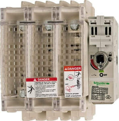 Schneider Electric - 3 Pole, 600 Volt, 100 Amp, Pressure Plate Fuse Holder - Compatible with J Class, 149mm Wide Fuse - Eagle Tool & Supply