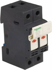 Schneider Electric - 2 Pole, 600 Volt, 30 Amp, DIN Rail Mount Fuse Holder - Compatible with CC Class, 35mm Wide Fuse - Eagle Tool & Supply