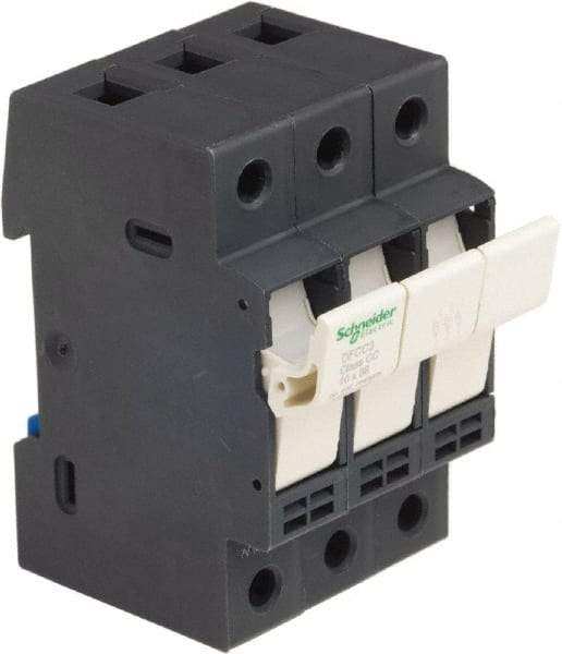 Schneider Electric - 3 Pole, 600 Volt, 30 Amp, DIN Rail Mount Fuse Holder - Compatible with CC Class, 52mm Wide Fuse - Eagle Tool & Supply