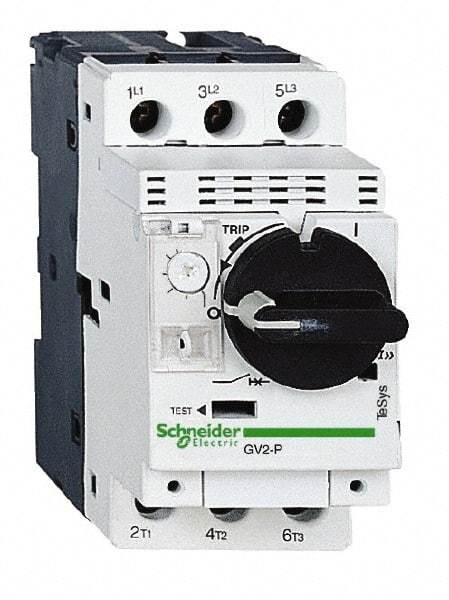Schneider Electric - 25 Amp, 690 VAC at 50/60 Hz, 3 Pole, Bolt On, Clip Motor Circuit Breaker - Thermal Magnetic Trip, Multiple Breaking Capacity Ratings, 97mm Deep x 89mm High x 45mm Wide - Eagle Tool & Supply
