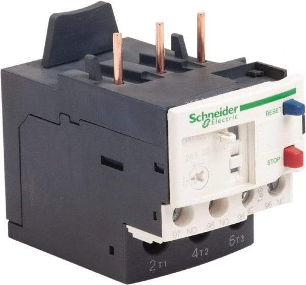 Schneider Electric - 3 Pole, NEMA Size 1, 23 to 32 Amp, 690 VAC, Thermal NEMA Overload Relay - Trip Class 20, For Use with LC1D25, LC1D32 and LC1D38 - Eagle Tool & Supply