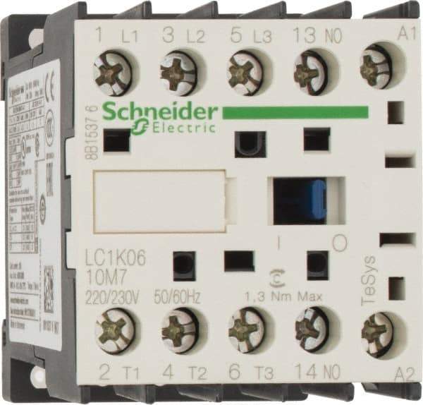 Schneider Electric - 3 Pole, 220 to 230 Coil VAC at 50/60 Hz, 6 Amp at 440 VAC, Nonreversible IEC Contactor - BS 5424, CSA, IEC 60947, NF C 63-110, RoHS Compliant, UL Listed, VDE 0660 - Eagle Tool & Supply