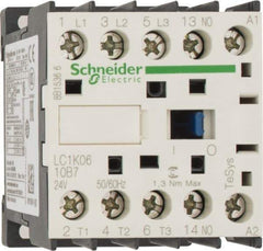 Schneider Electric - 3 Pole, 24 Coil VAC at 50/60 Hz, 6 Amp at 440 VAC, Nonreversible IEC Contactor - BS 5424, CSA, IEC 60947, NF C 63-110, RoHS Compliant, UL Listed, VDE 0660 - Eagle Tool & Supply