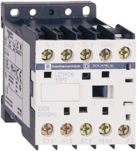 Schneider Electric - 3 Pole, 220 to 230 Coil VAC at 50/60 Hz, 6 Amp at 440 VAC, Nonreversible IEC Contactor - BS 5424, CSA, IEC 60947, NF C 63-110, RoHS Compliant, UL Listed, VDE 0660 - Eagle Tool & Supply