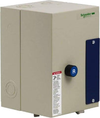 Schneider Electric - 3 Pole, 32 Amp, 120 Coil VAC, Nonreversible Enclosed IEC Motor Starter - 1 Phase Hp: 2 at 120 VAC, 5 at 240 VAC, 3 Phase Hp: 10 at 208 VAC, 10 at 230 VAC, 20 at 460 VAC, 25 at 575 VAC - Eagle Tool & Supply