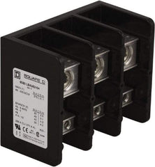 Square D - 3 Poles, 270 (Aluminium), 335 (Copper) Amp, Phenolic Power Distribution Block - 600 VAC, 1 Primary Connection - Eagle Tool & Supply