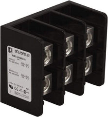 Square D - 3 Poles, 250 (Aluminium), 310 (Copper) Amp, Phenolic Power Distribution Block - 600 VAC, 1 Primary Connection - Eagle Tool & Supply