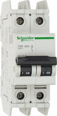 Schneider Electric - 25 Amp, 125 VDC, 240 VAC, 60 VDC, 1 Pole, DIN Rail Mount, Fixed Mount Miniature Circuit Breaker - Thermal Magnetic Trip, Multiple Breaking Capacity Ratings, 73mm Deep x 107mm High x 36mm Wide - Eagle Tool & Supply